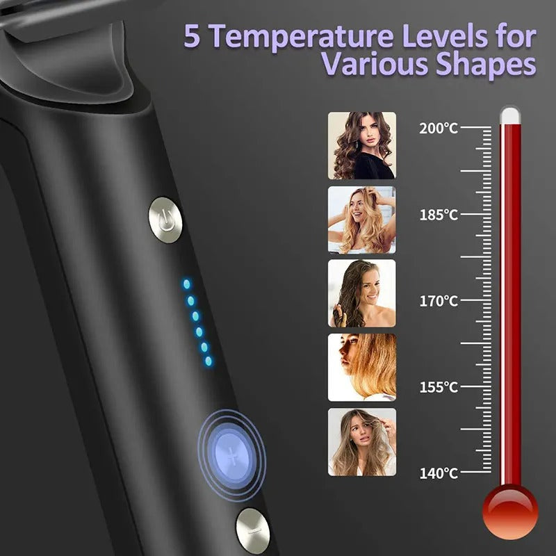 2-in-1 Electric Hair Straightener & Curler Brush – Quick Styling for Girls