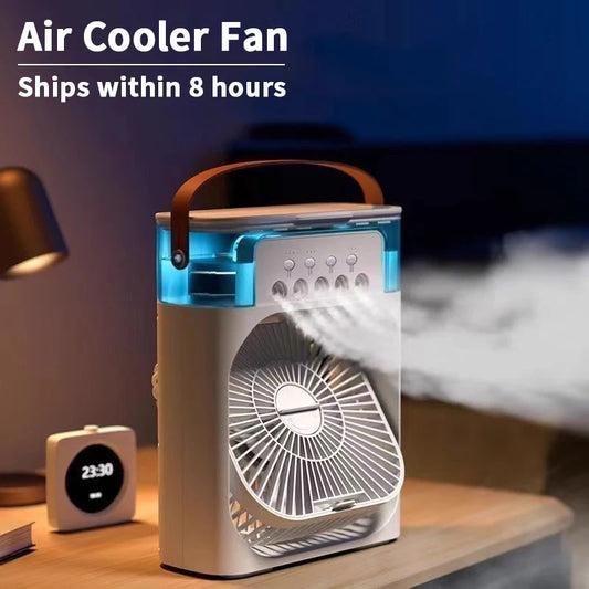 Compact Evaporative Air Cooler with LED Lights & Adjustable Timer – Perfect for Desk & Nightstand