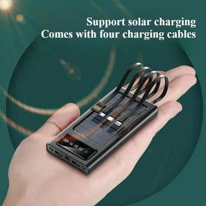 10000mAh Portable Solar Charger – Multi-Cable Power Bank for All Devices