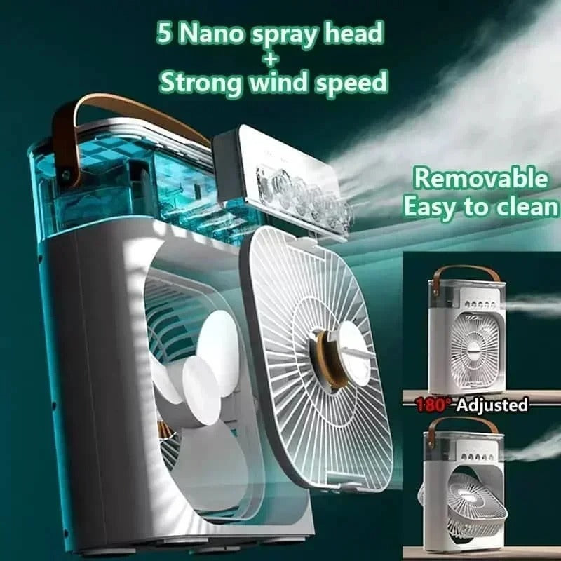 Compact Evaporative Air Cooler with LED Lights & Adjustable Timer – Perfect for Desk & Nightstand