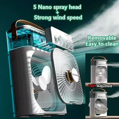 Compact Evaporative Air Cooler with LED Lights & Adjustable Timer – Perfect for Desk & Nightstand
